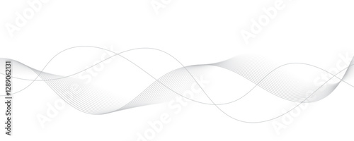 Gray wave curve lines abstract background with flowing particles. Digital energy waves technology concept. Modern backdrop design for business, presentation, banner.