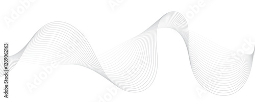 Gray wave curve lines abstract background with flowing particles. Digital energy waves technology concept. Modern backdrop design for business, presentation, banner.