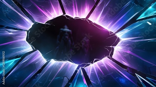 futuristic crack with iridescent crystalline structure for abstract sci fi themed backgrounds