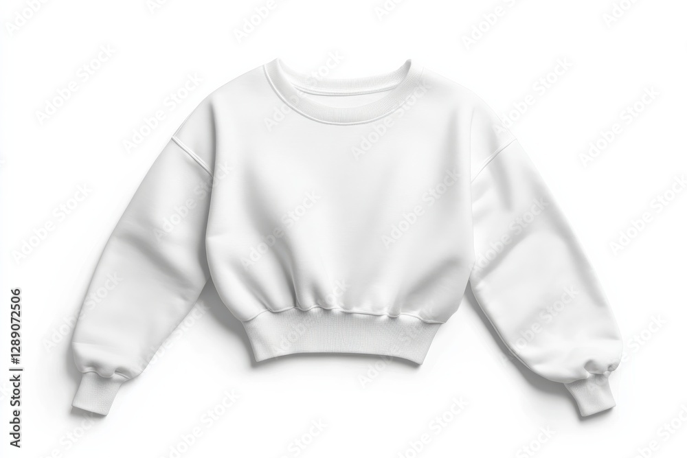 Fototapeta premium Trendy cropped sweatshirt mockup with elastic waistband on white background for design purposes