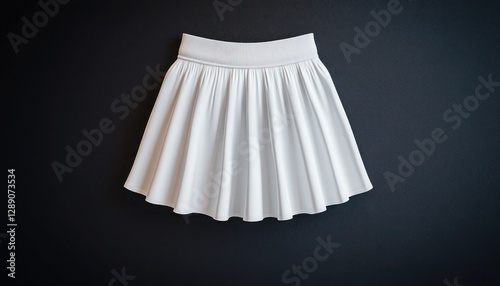 Stylish white short skirt mockup displayed on a dark charcoal grey background