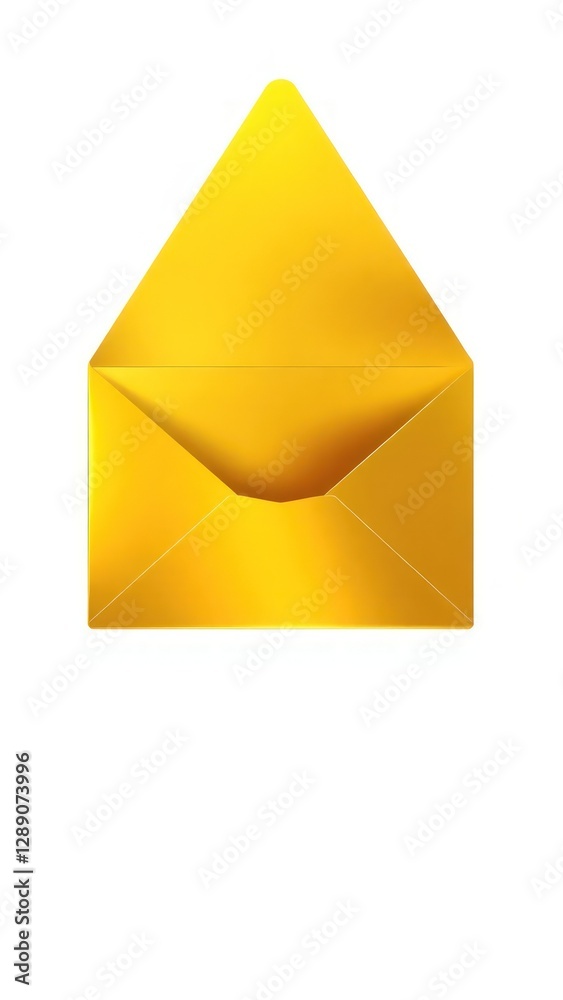 Open gold envelope with a glossy finish and triangular flap, perfect for delivering important or celebratory messages. Perfect Any Project. Open gold envelope with a glossy finish and triangular flap, perfect for delivering important or celebratory messages. Perfect Any Project.