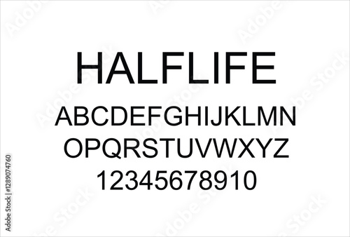 Half Life font for logo and headline. Isolated vector typeset