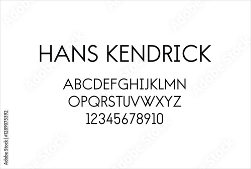 Hans Kendrick font for logo and headline. Isolated vector typeset