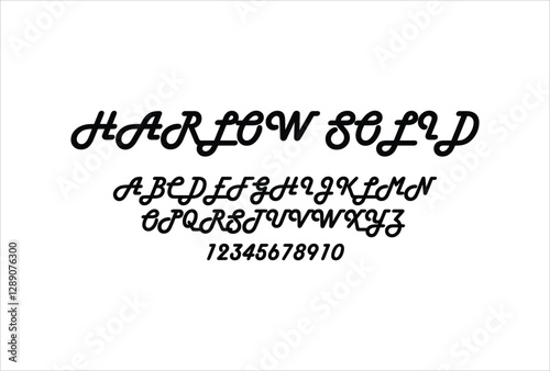 Harlow Solid font for logo and headline. Isolated vector typeset