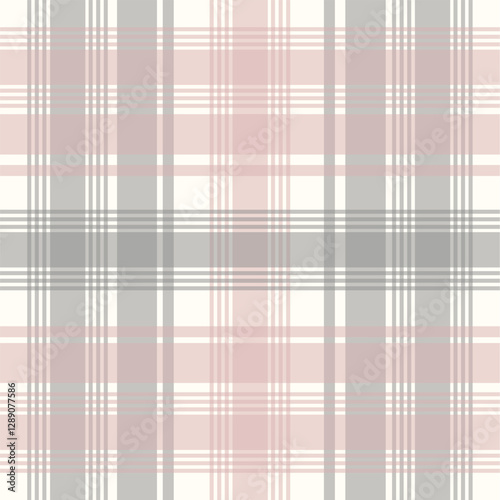 tartan pattern in soft beige, white, and light pink. Perfect for fabric, fashion, wallpaper, and digital backgrounds. Classic checkered design for timeless style and versatile design projects.