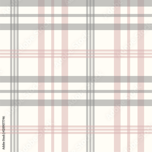 tartan pattern in soft beige, white, and light pink. Perfect for fabric, fashion, wallpaper, and digital backgrounds. Classic checkered design for timeless style and versatile design projects.