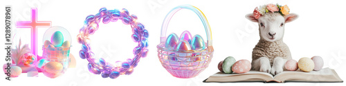 png set Easter and Christian Symbolism with Floral and Pastel Elements