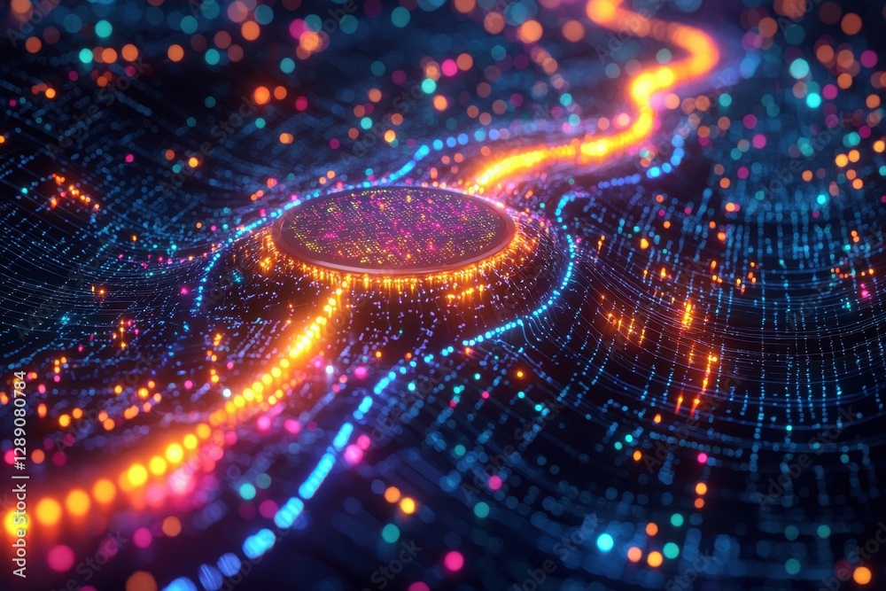 Abstract visualization of data processing and neural network operations Abstract visualization of data processing and neural network operations