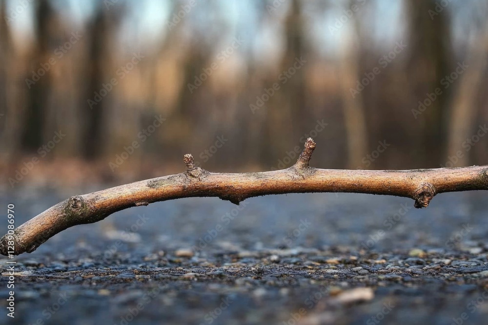 A single twig sticking out from a tree branch A single twig sticking out from a tree branch