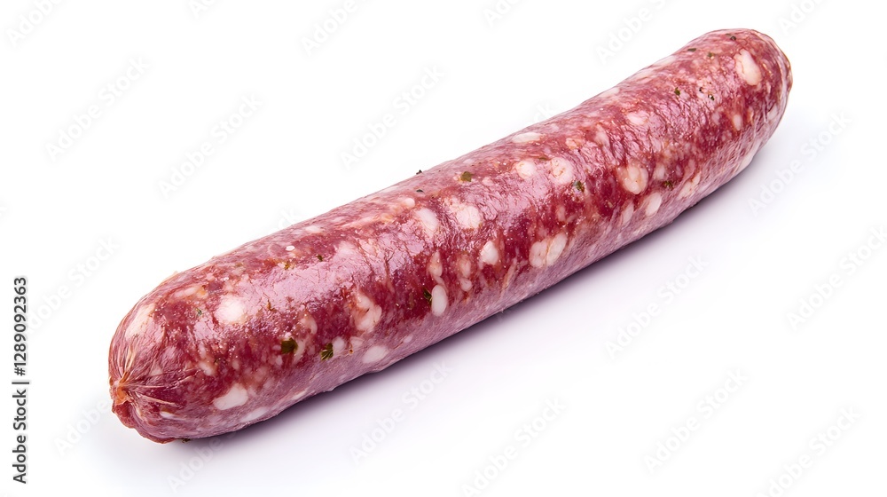 Raw Sausage with Red and White Meat Ingredients Isolated Raw Sausage with Red and White Meat Ingredients Isolated
