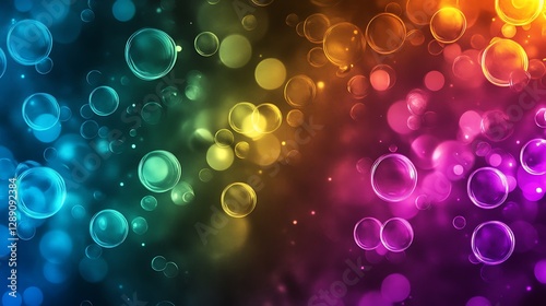 Colorful desktop wallpaper, flying bubbles, vibrant 16:9 pattern