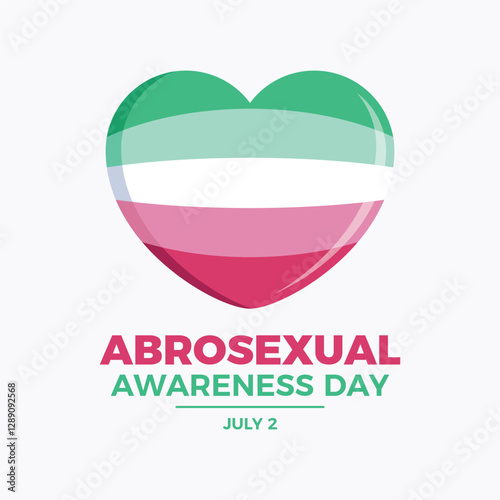 Abrosexual Awareness Day poster vector illustration. Abrosexual pride flag in heart shape icon vector. LGBT abrosexual flag love symbol. Template for background, banner, card. 2 July. Important day