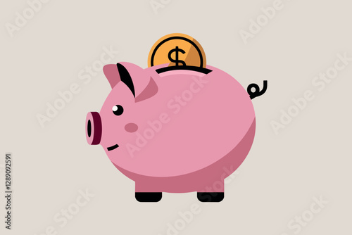 Piggy bank with coins, finance and savings concept