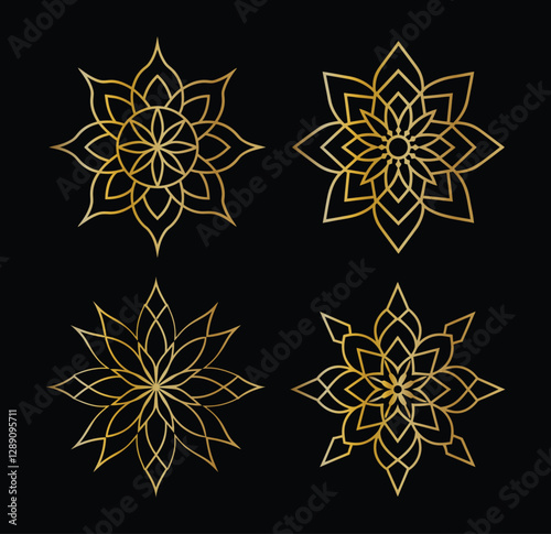 Collection of bright colorful mandala