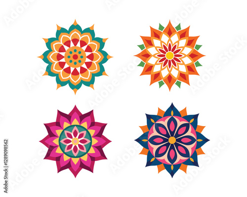 Collection of colorful mandalas background
