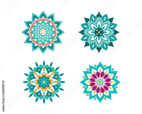 Collection of colorful mandalas background
