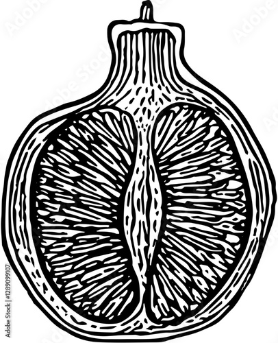 Fruit. Hand drawn vector isolated engraved sketch. Minneola 