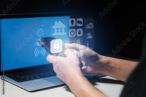 Smart home dashboard to control home appliances Assistant technology for smart devices smart home concept