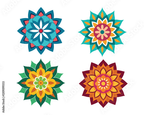 Collection of colorful mandalas background
