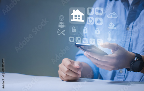 Smart home dashboard to control home appliances Assistant technology for smart devices smart home concept
