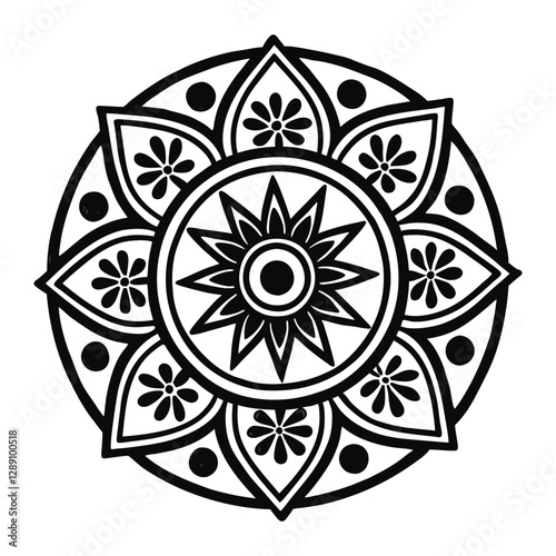 Beautiful Floral Mandala design, Creative ornamental decorative element in circle shape.