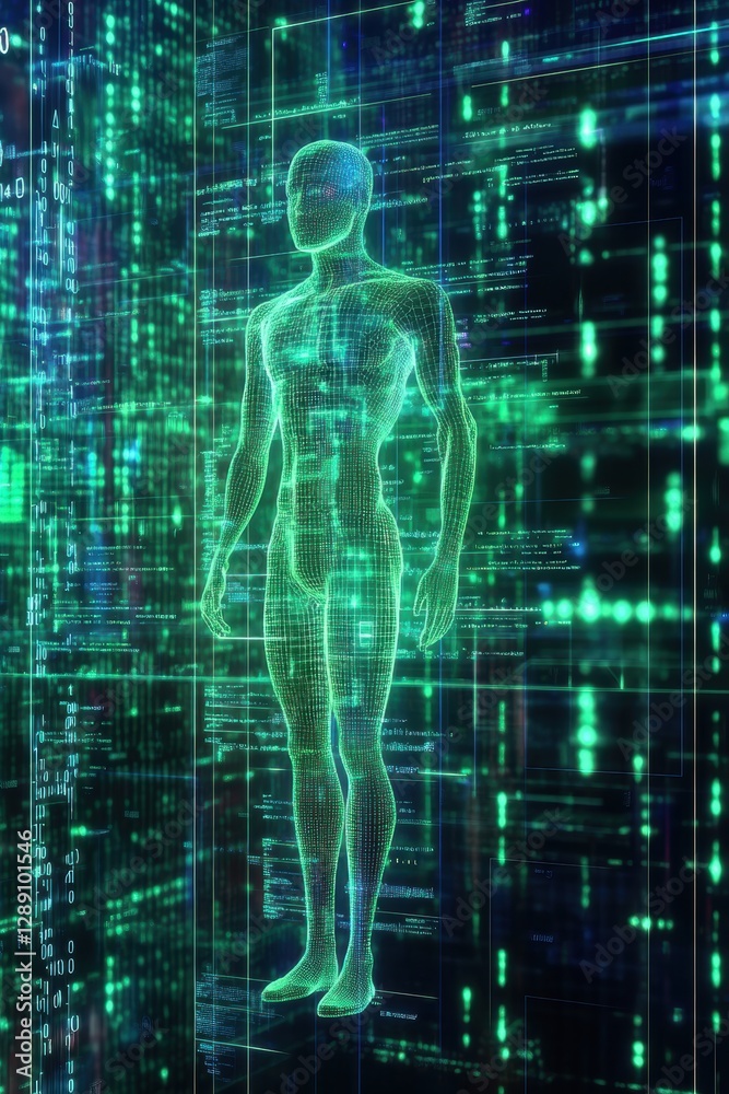 High tech background template design with theme of humanoid robot. High tech background template design with theme of humanoid robot.