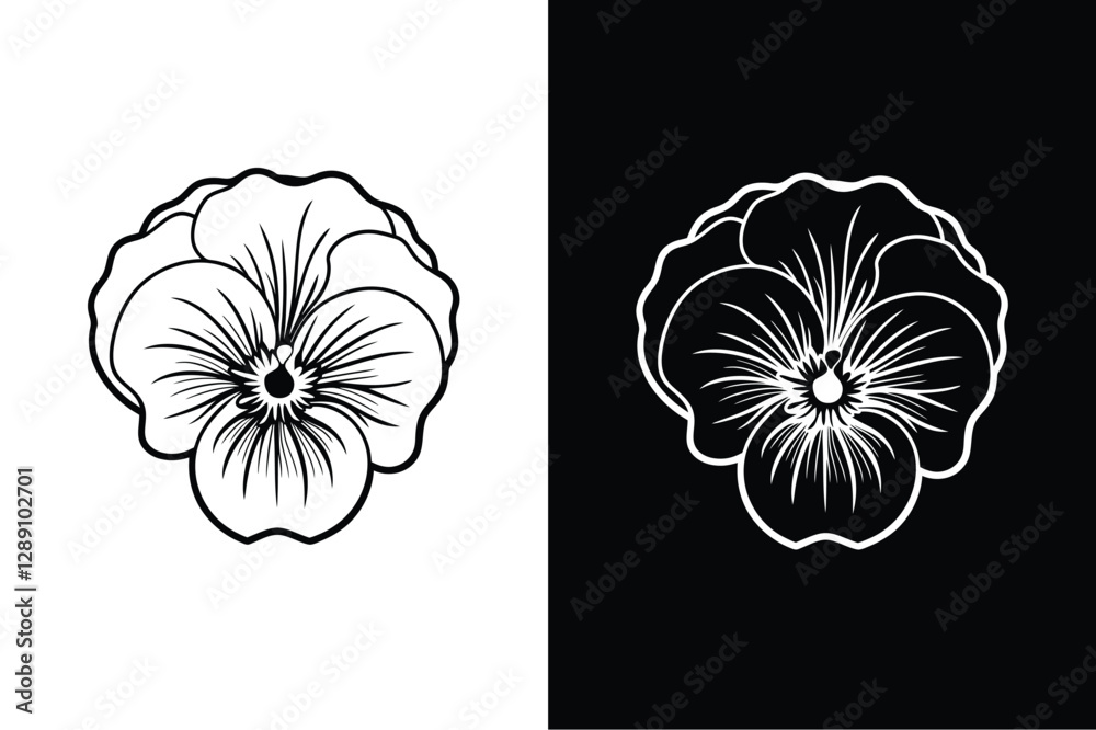 Fototapeta premium Pansy flower icon vector on White Background ,Vector Art Illustration on white background.