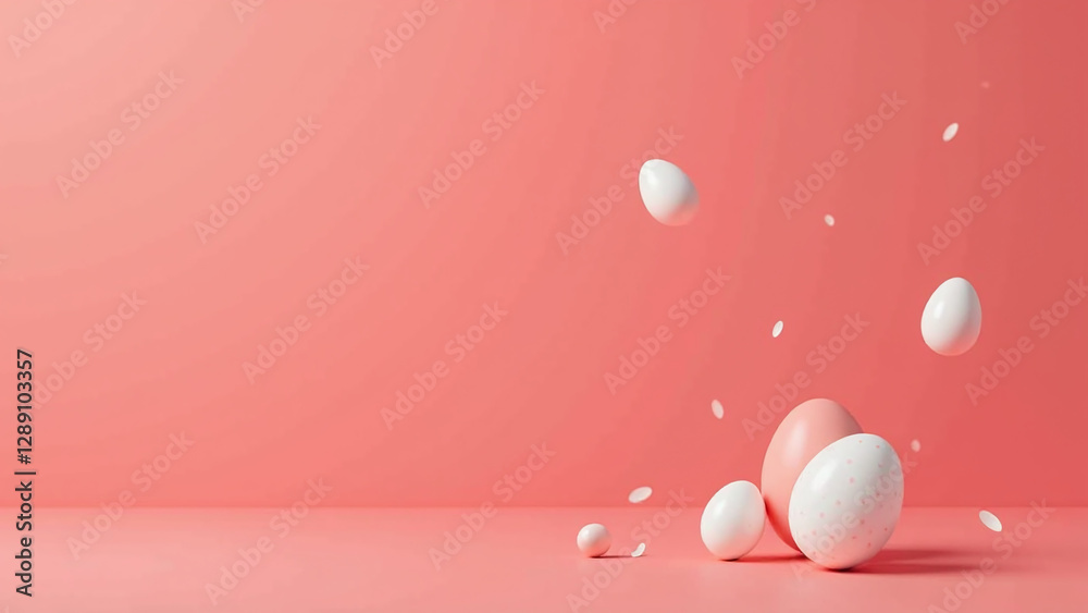 minimalistic easter design features light red background small easter egg icons empty white space around minimalistic easter design features light red background small easter egg icons empty white space around
