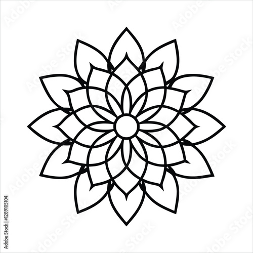 flower Mandala Pattern Design in Line Art.
