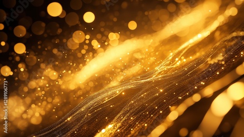 A mesmerizing abstract gold wave with shimmering particles, creating a sense of elegance and luxury.