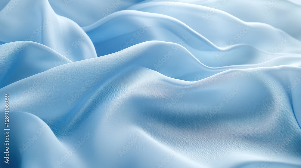 Obraz premium Smooth, flowing light blue silk fabric creating elegant waves and textures.