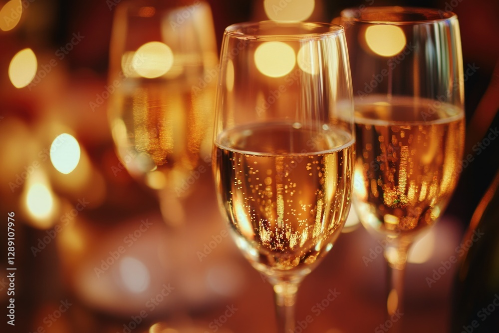 Two flutes of champagne on a table Two flutes of champagne on a table
