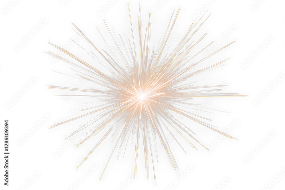 Obraz premium Golden firework burst explosion isolated on Transparent background.