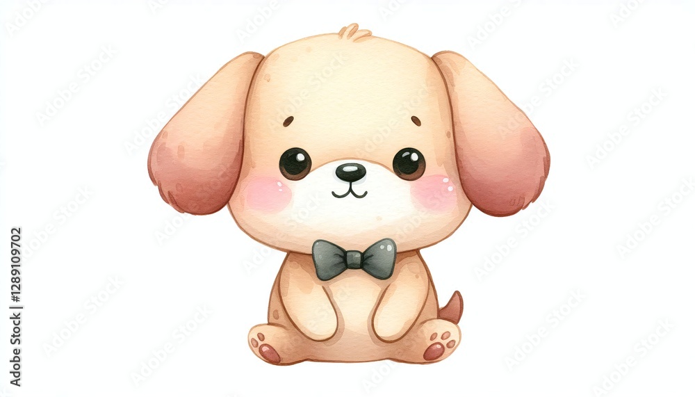 Obraz premium Minimalist watercolor illustration of Cute cartoon dog