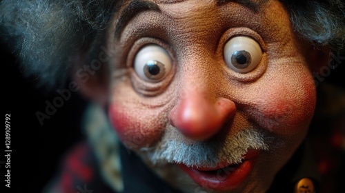 Close-up shot of a person's face with an unusual, possibly exaggerated or deformed facial feature