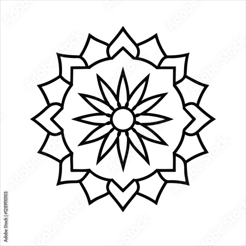 Circular Flower Mandala with vintage floral style