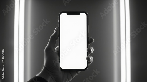 Wallpaper Mural Close-up of a woman's hand gracefully holding a modern smartphone with a blank screen, isolated on white background. Ideal for mockups, app design, UI/UX, digital technology, and business presentation Torontodigital.ca