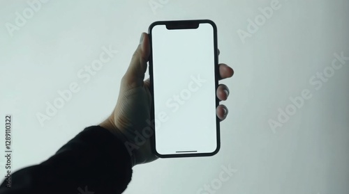 Wallpaper Mural Close-up of a woman's hand gracefully holding a modern smartphone with a blank screen, isolated on white background. Ideal for mockups, app design, UI/UX, digital technology, and business presentation Torontodigital.ca