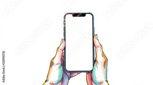 Wallpaper Mural Hand Holding Smartphone with Blank Screen-cartoon Torontodigital.ca