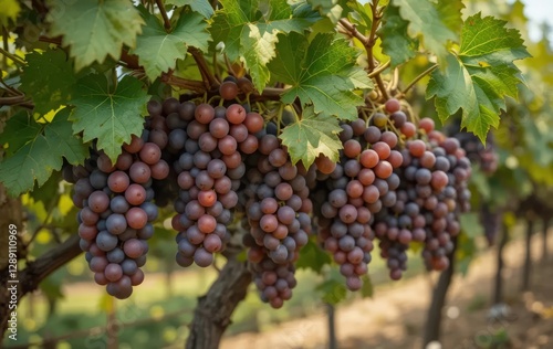Wallpaper Mural A close-up of ripe, juicy grapes on a vine in a vineyard Torontodigital.ca