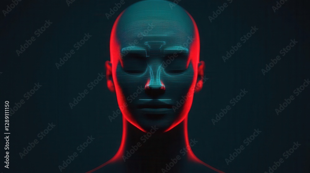 AIpowered facial recognition system verifying user identity, secure access control concept