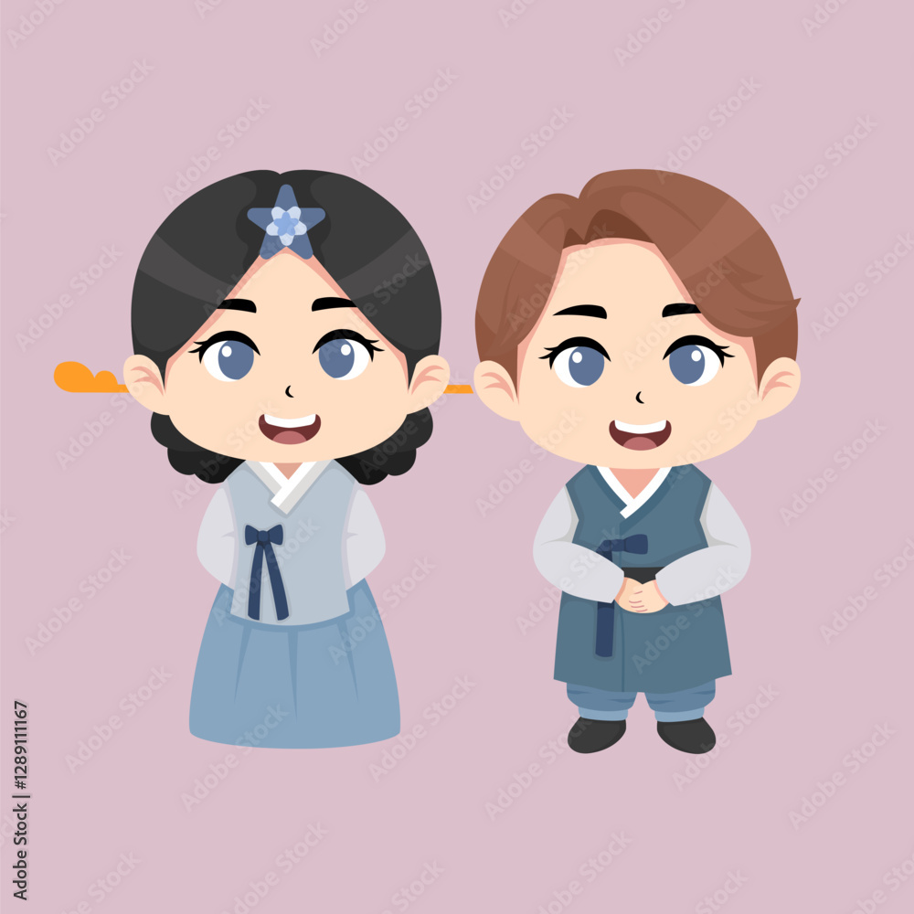 Korean bride and groom vector suitable for wedding invitation Korean bride and groom vector suitable for wedding invitation