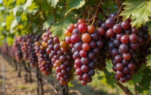 Wallpaper Mural A close-up of ripe, juicy grapes on a vine in a vineyard Torontodigital.ca