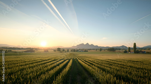 Sunrise over Vineyard Landscape