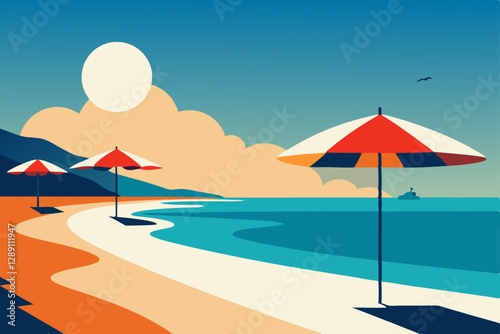 beach with umbrella