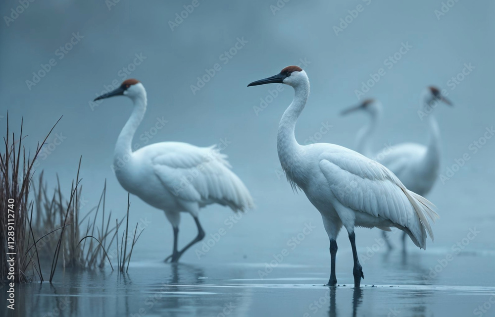 Obraz premium two cranes in the water