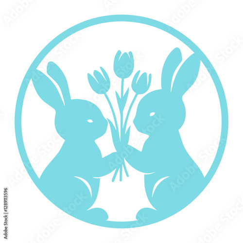 Round Sign Easter Laser Cut Template for Cutting machine. Easter door hanger design. 