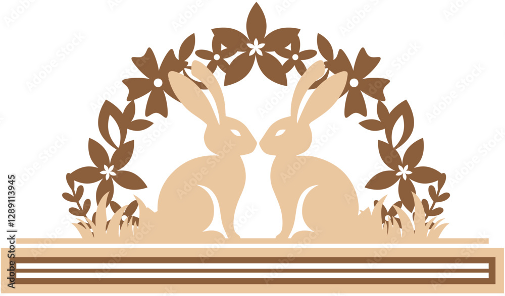 Fototapeta premium Easter Stand Decor Laser Cut Template for Cutting machine. Easter wooden home decor template.