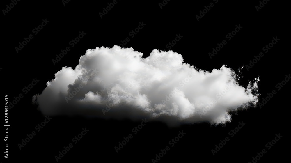 A fluffy, white cloud floating against a stark black background, creating a dramatic contrast and a sense of calm. A fluffy, white cloud floating against a stark black background, creating a dramatic contrast and a sense of calm.